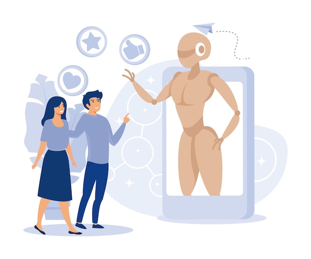 Concetto di influenza dei media influencer virtuale fake news propaganda internet abuso attivista ecologico social media vettore piatto illustrazione moderna
