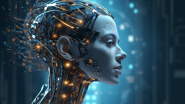 Concetto di intelligenza artificiale 3D Rendering 3D AI generativa