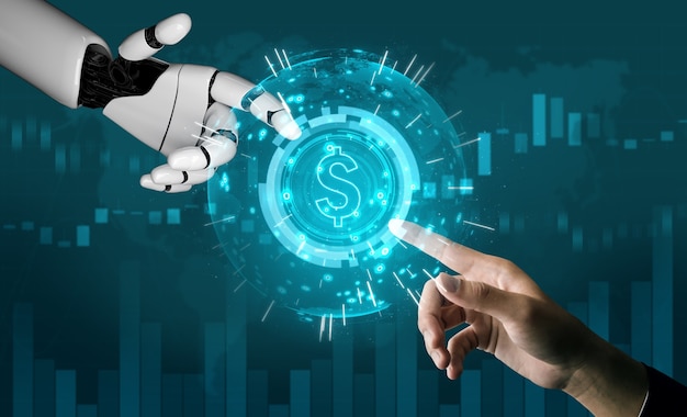 Concetto di intelligenza artificiale del robot futuristico.