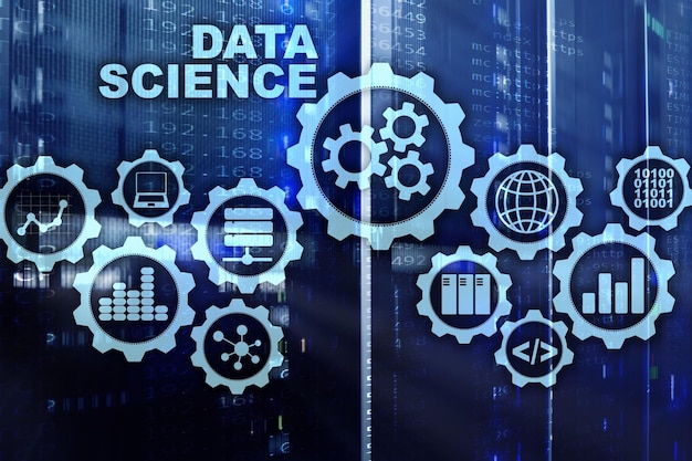 Concetto di intelligenza artificiale di scienza dei dati Sfondo futuristico del supercomputer