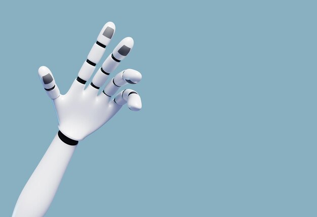 Concetto di intelligenza artificiale Rendering 3d della mano del robot Connessione tecnica tra la vita e la macchina