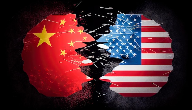 Concetto di interazione America Cina con due IA generativa nazionale IA generativa