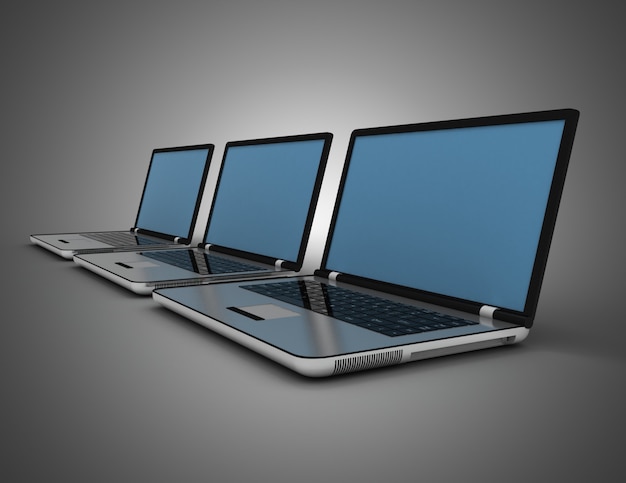 Concetto di laptop 3D. Illustrazione 3D