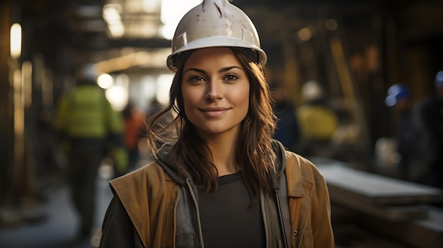 Concetto di lavoro di costruzione e ispezione delle donne lavoro generato dall'IA