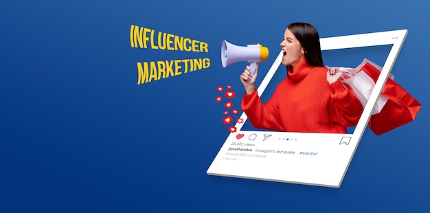 Concetto di lavoro di marketing dell'influencer