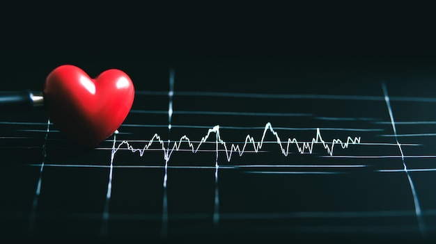 Concetto di malattie cardiovascolari sullo sfondo dei risultati del cuore e dell'ECG AI generativa