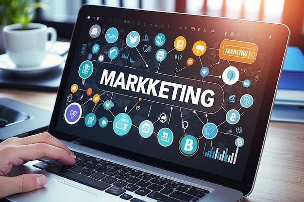 Concetto di marketing digitale sullo schermo Concetto commerciale e di Internet