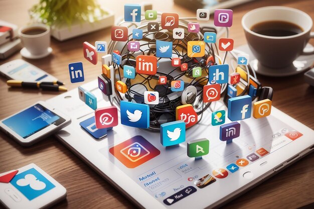 concetto di marketing sui social media per il marketing con applicazioni