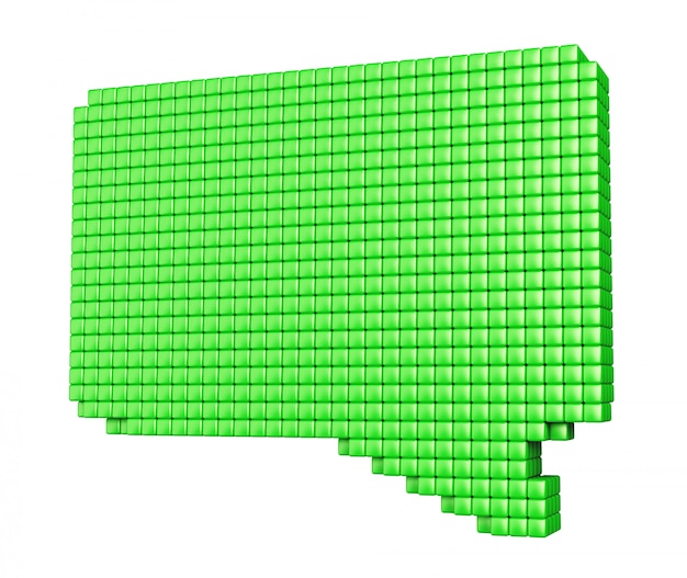 Concetto di media di Internet. Forma di bolla verde fatta di cubi lucidi isolati