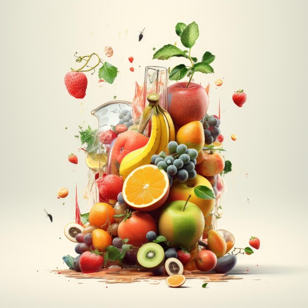 Concetto di mix di frutta Assortimento di frutta fresca