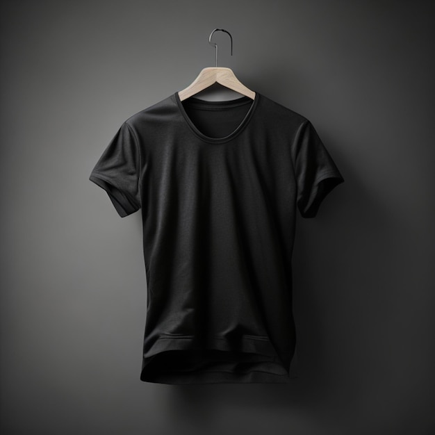 Concetto di mockup di magliette nere foto gratis con spazio di copia su sfondo grigio