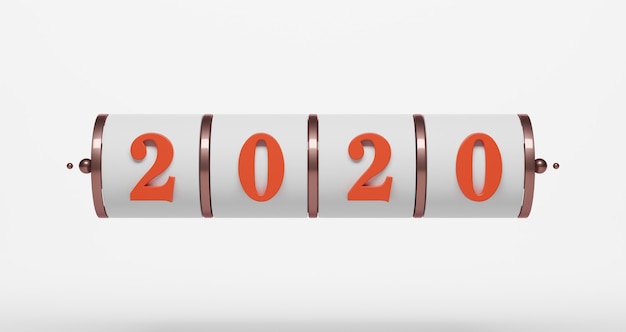 Concetto di nuovo anno. Sfondo slot del numero 2020.