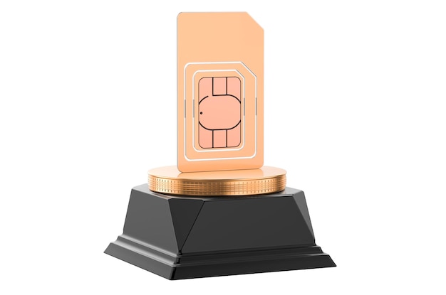 Concetto di premio d'oro per sim card rendering 3D