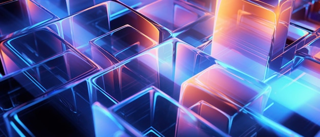 Concetto di rete digitale futuristico con cubi blu luminosi