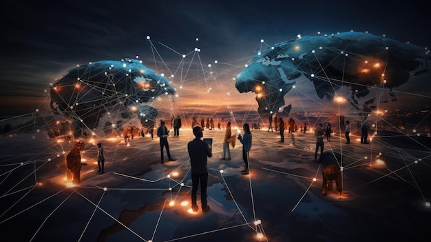 Concetto di rete globale e connessione sociale