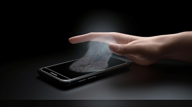 Concetto di riconoscimento delle impronte digitali touch dello schermo dello smartphone