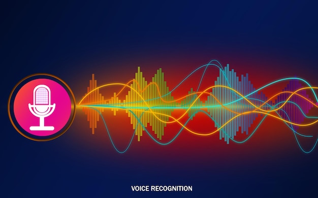 Concetto di riconoscimento vocale con microfono e onda del segnale