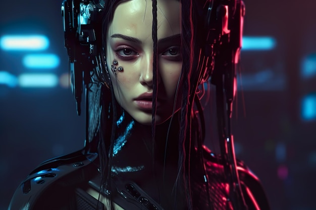 Concetto di ritratto estetico cyberpunk