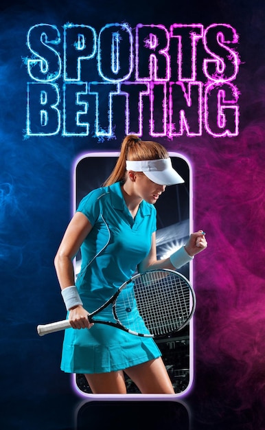 Concetto di scommesse sportive Progettazione per un bookmaker Scarica banner verticale per sito web sportivo o applicazione mobile