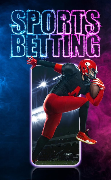 Concetto di scommesse sportive Progettazione per un bookmaker Scarica banner verticale per sito web sportivo o applicazione mobile