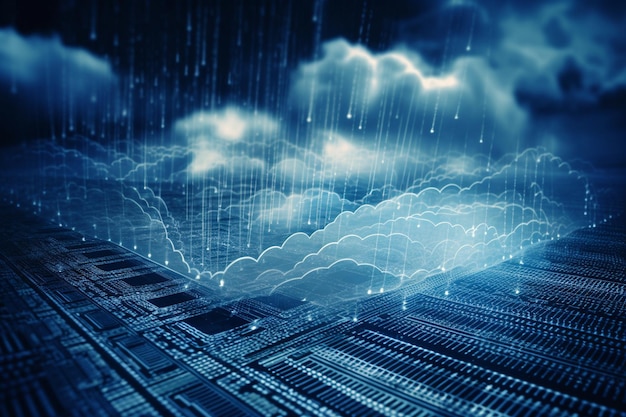 Concetto di sicurezza del cloud computing come background tecnologico Rendering 3D