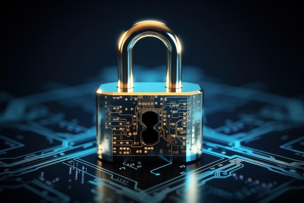 Concetto di sicurezza informatica Blocco digitale per il sistema informatico Protezione dei dati personali e interni