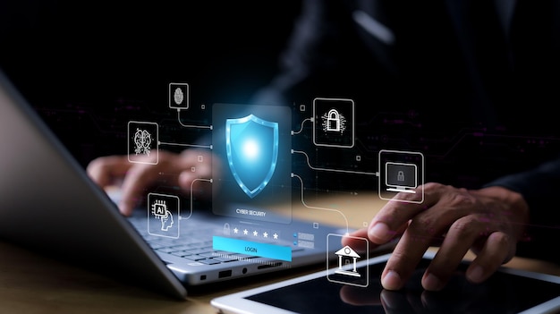concetto di sicurezza informatica login sicurezza e crittografia delle informazioni di identificazione dell'utente accesso sicuro a Internet sicurezza informatica accesso sicuro alle informazioni personali degli utenti