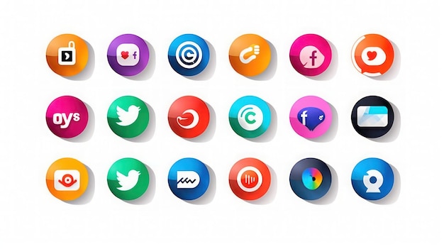 Concetto di social media con molte app colorate