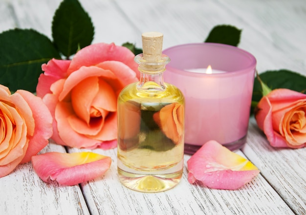 Concetto di Spa con rose rosa