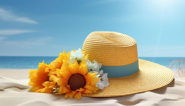 concetto di spiaggia e estate con cappello