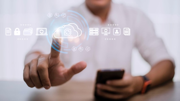 Concetto di tecnologia cloud Archiviazione di dati Infrastruttura software