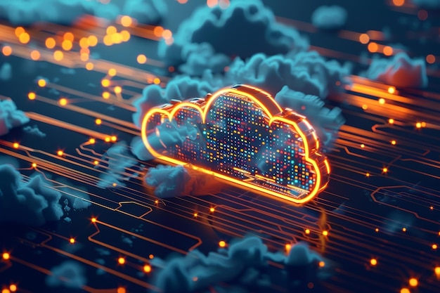 Concetto di tecnologia cloud e edge computing con sistema di protezione dei dati di sicurezza informatica Le persone scelgono