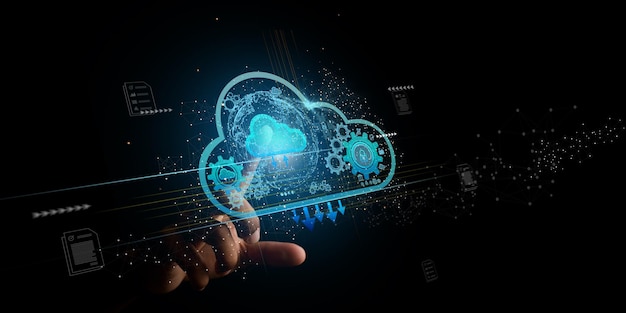 concetto di tecnologia cloud Rete globale di attività globali Megatrends su Internet