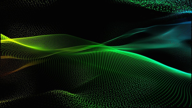 Concetto di tecnologia del futuro digitale Illustrazione vettoriale Onda astratta punti in movimento particelle di flusso