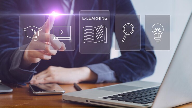 Foto concetto di tecnologia di apprendimento elettronico webinar di istruzione online corsi online ai e apprendimento automatico