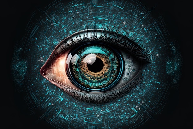 Concetto di tecnologia di sfondo del circuito cyber dell'occhio