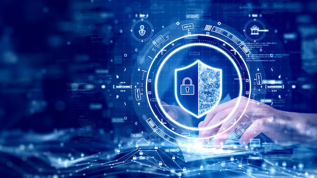 Concetto di tecnologia digitale sicurezza informatica protezione dati connessione di rete internet