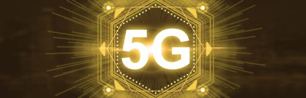 Concetto di tecnologia futura Sistemi di rete 5G e illustrazione 3d di internet