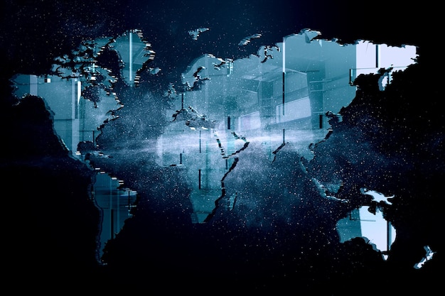 Concetto di tecnologie globali. Elementi dell'immagine forniti dalla NASA. Tecnica mista