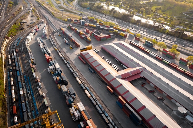 Concetto di trasporto con contenitori