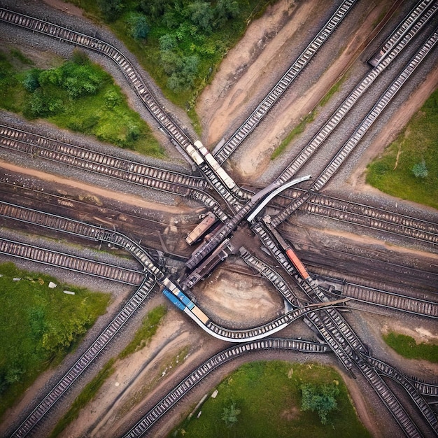 Concetto di trasporto con vista aerea delle ferrovie