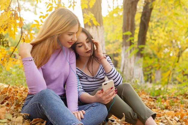 Concetto di vacanza, di feste, di viaggio e della gente di vacanze estive - gruppo di giovani donne nel parco