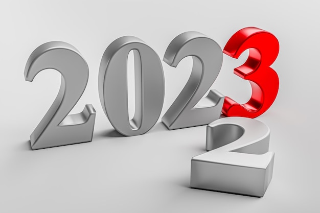Concetto di vacanza per il nuovo anno 2023 Il numero 2023 si trova al numero 2