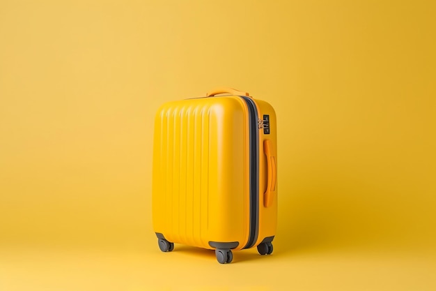 concetto di vacanza viaggio valigia gialla con sfondo isolato stile minimo foto spazio vuoto