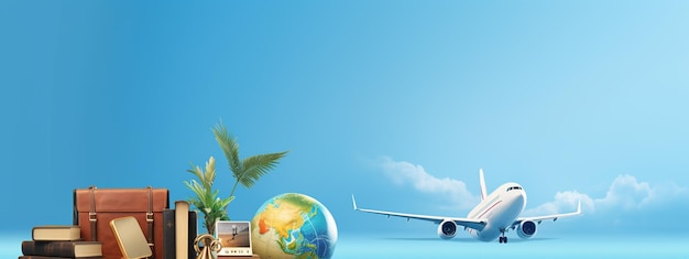 concetto di viaggio con aereo punto di riferimento di fama mondiale e bagagli di viaggio