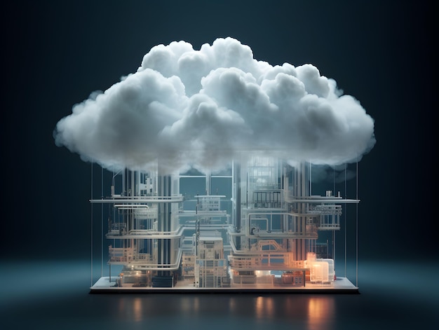 Concetto e idea di cloud computing di database di archiviazione di dati in cloud