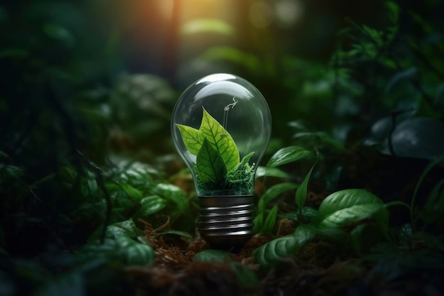 Concetto energetico ecologico con lampadina