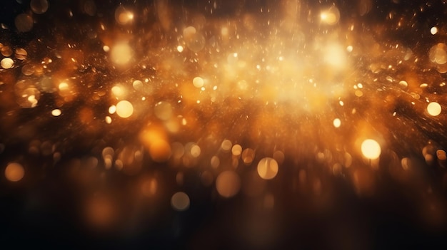 Concetto festivo della carta da parati di celebrazione del fondo del bokeh delle particelle di incandescenza dell'oro di scintillio dell'oro