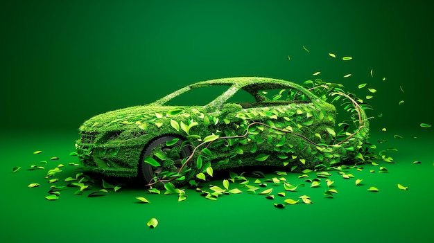 Concetto futuristico di eco-auto Cura del pianeta Energia rinnovabile e sostenibile