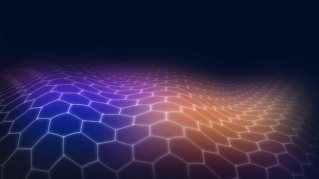 Concetto futuristico di grandi dati di tecnologia del paesaggio di esagono 3D